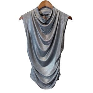 NWT Cable and Gauge Silver Sparkle Sleeveless Mock Neck Tunic Size‎ Large